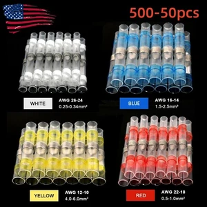 50-1000 Solder Seal Sleeve Heat Shrink Butt Wire Waterproof Connectors Terminals - Picture 1 of 16