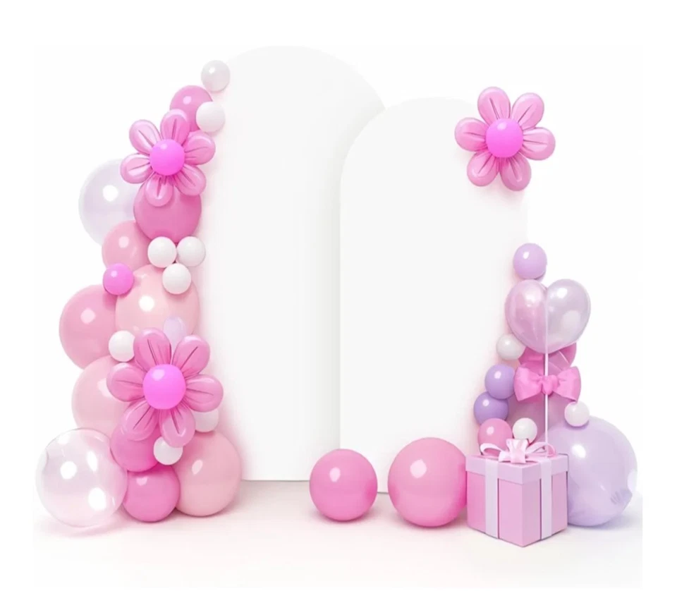 LEBENGURU Set of 2 Upgraded Wedding Arch Cover, 6.6FT,7.2FT White Spandex Fitted - Image 1 of 3