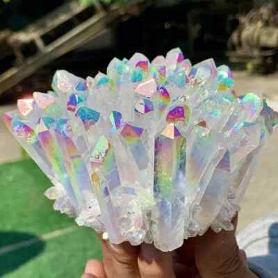 350G-400 Rare Angel Aura Clear Quartz Crystal Cluster Mineral Specimen Decor - Image 1 of 4