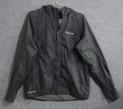 Columbia Titanium Jacket Men Large Black Hooded Full Zip Windbreaker Omni Tech - Image 1 of 4