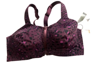 Sujetador deportivo Victoria's Secret Knockout cierre frontal con aros borgoña leopardo nuevo con etiquetas - Imagen 1 de 3