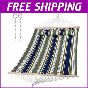 Comfortable Two-Person Hammock with Non-Fading Colors and Hardwood Spreader Bar - Picture 1 of 9