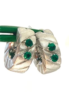 Designer EFFEDUE Creolen Kolumbianische Smaragde Ohrringe 18K Weißgold - Bild 1 von 9