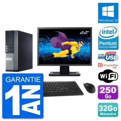 PC DELL 9020 SFF Pantalla 22" Pentium G3220 RAM 32Go Disco 250Go Windows 10 Wifi - Imagen 1 de 4