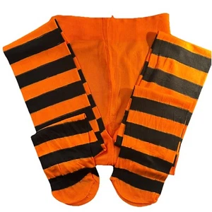 Small Medium Tights Orange and Black Halloween Nylons Waist to Toe 29" - Picture 1 of 3