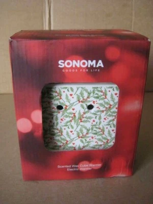 Cubo de cera perfumado Sonoma regalo de Navidad diseño acebo calentador eléctrico Foto 1 de 4