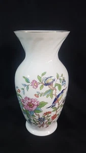 Jarrón Aynsley Pembroke 9" Dorado Diseño Floral y Pájaro Exótico - Imagen 1 de 12