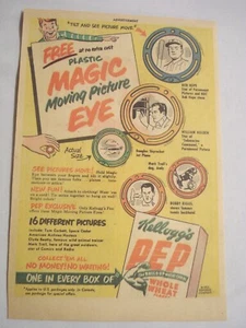 1951 Color Ad Magic Moving Picture Eye Kellogg's Pep Bob Hope, Bobby Riggs - Picture 1 of 1