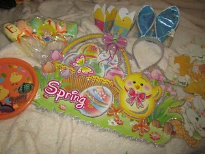 EASTER PARTY posters, picks, 2 ears, plate, rings, 3 bunnies,  boxes (Easter bx) - Picture 1 of 7