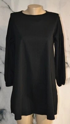 Vestido recto negro 4 100 % algodón sin forro mangas 3/4 puños elásticos ASOS DESIGN Foto 1 de 4