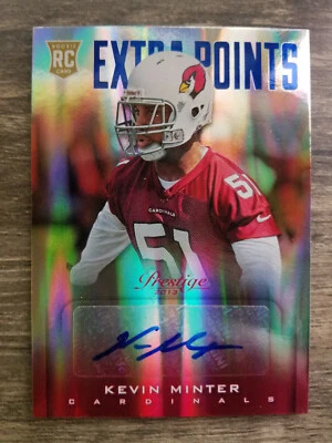 2013 Prestige Extra Points Blue Autographs #253 Kevin Minter RC Rookie Card - Image 1 of 2