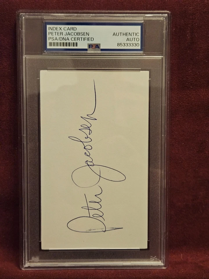 PETER JACOBSEN PGA STAR HAND SIGNED INDEX CARD PSA - Image 1 of 1