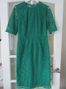 Hobbs Womens Party Evening Dress Green Lace Knee Length Size UK 10 - Picture 1 of 10