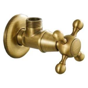 Antik Messing Wandservice Winkel Trennventil Kreuzkopf 1/2 - Bild 1 von 4