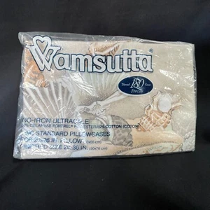 Wamsutta 2 Standard Pillowcases NOS Vtg Hilton Head Sea Shell Print 180 Count - Picture 1 of 4
