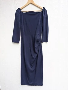 Belle Poque Navy Blue Stretchy Bodycon Retro Inspired Dress Women's Size 10 - Picture 1 of 5