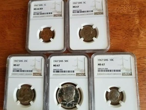 1967 NGC SMS MS67  5-Coin Set encased in new scratch free holders / SUPER BUY ! - Picture 1 of 11