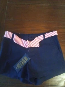 Polo Ralph Lauren Little Girls Belted Stretch Chino Shorts Navy Sz 6 - 4 pockets - Picture 1 of 4