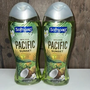 LOT OF 2-Softsoap Moisturizing Body Wash, PACIFIC SUNSET, Coconut & Lime 20oz - Picture 1 of 7