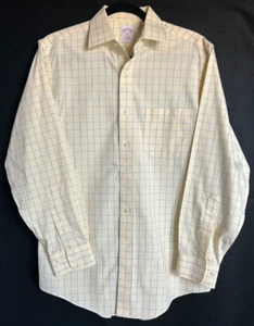 Brooks Brothers 346 Yellow 14.5 32/33 Reg Non-Iron  Button Down Dress Shirt - Picture 1 of 4