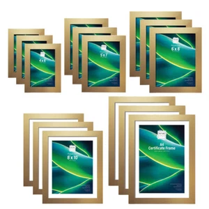 Gold Picture Photo Frames GLASS Frameset Wall Portrait Assorted Sizes JOB LOT - Picture 1 of 9