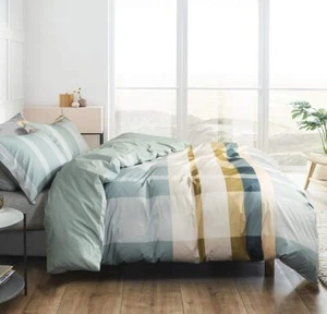 Duvet Cover Set400 Thread Count Cotton Comforter Cover Green & Yellow soft - Picture 1 of 14