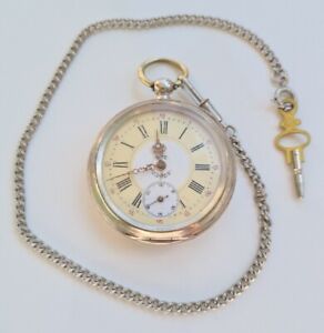 Antike Schlüsseltaschenuhr - 0,800 Silber Pocket Watch Taschenuhr 4-19