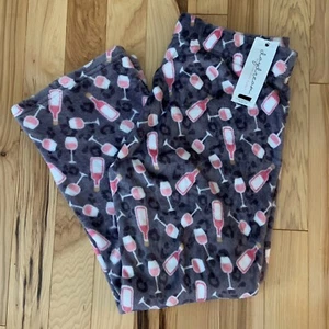 Daydream Womens (MEDIUM) SUPER SOFT Pajama Pants Dark Gray Pink Wine Theme Print - Picture 1 of 6