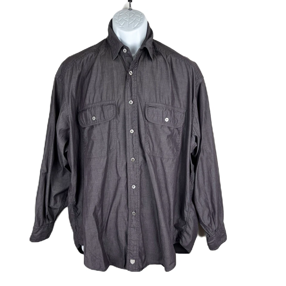 Vintage Nordstrom Button Down Shirt Men 15 ½ Purple Long Sleeve Cotton Hong Kong - Image 1 of 4