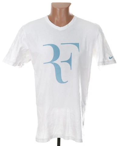 NIKE ROGER FEDERER TENNIS COTTON TEE SHIRT JERSRY WHITE SIZE M ADULT Cover