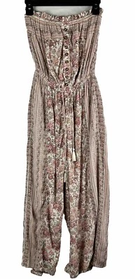 Mono American Eagle Sin Tirantes Floral Estampado Paisley Bolsillos Fluido Talla XS/TP Foto 1 de 4