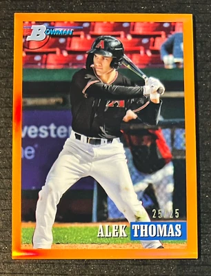 2021 Bowman Heritage Chrome Alek Thomas #'d 25/25 Orange Refractor SSP DBACKS - Image 1 of 2