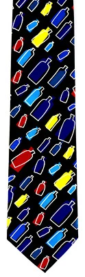 Corbata para hombre Rainbow Bottles botella licor Manzini novedad corbata negra  Foto 1 de 3