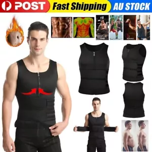 Men Slimming Compression Body Shaper Waist Trainer Sauna Sweat Tank Tops Vest - Picture 1 of 31