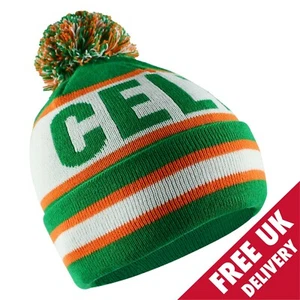 Celtic Bobble Hat Green, Orange & White Adult Size- Football Gift - Picture 1 of 5