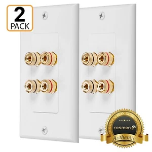 Fosmon 2 Pack Gold Plated Speaker Wall Plate, Home Theater Audio Wall Plate - Picture 1 of 6