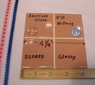 1 pc. *Brown-Nutmeg* 4-1/4" Scored Glossy Ceramic Tile: by American Olean:  NOS - Image 1 of 4