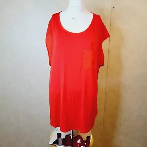 Calvin Klein 2X Top Women Tunic stretch soft round scoop neck short sleeve layer - Picture 1 of 11