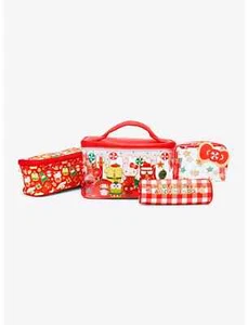 Hello Kitty And Friends Holiday Christmas 4 Piece Makeup Bag Travel Set NEW - Picture 1 of 5