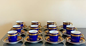 Rosenthal Classic Rose EMINENCE 12 Kobaltblau & Gold Demitasse Tasse und Untertassen - Bild 1 von 7