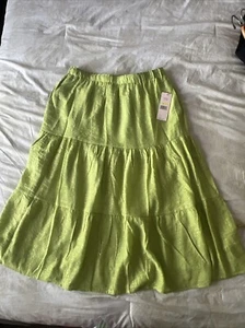 Nanette Lepore Tiered Midi Skirt Size M Lime Green Metallic Gold Sparkles NEW - Picture 1 of 13