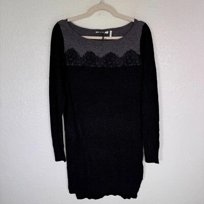 Three Dots Dress Womens Small Sweater Tunic Lace Detail Lambswool Cashmere Blend - Image 1 of 4