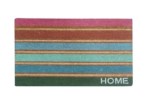 Large Embossed Coir Doormat 45 x 75cm Multi-Colour Stripes Natural Dirt Trap - Picture 1 of 5