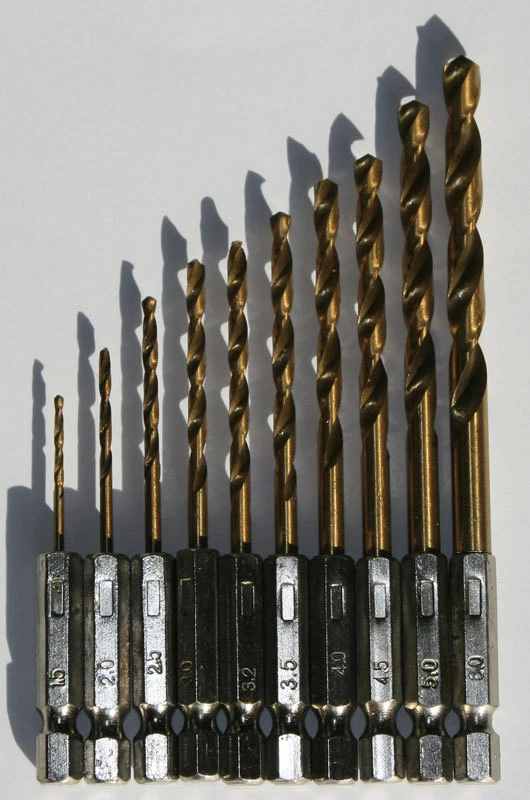 Bit - Bohrer Set Akkuschrauber HSS-Titan 10 Stück Sechskant Bitbohrer - Bild 1 von 1