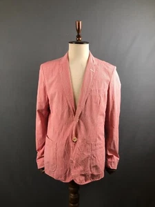 Gant Gingham Check Blazer Jacket Size 52 Lightweight Cotton Red - Picture 1 of 11
