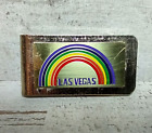 Vintage Las Vegas Nevada Tęczowa emalia Metalowy klips na pieniądze Złoty odcień 2"