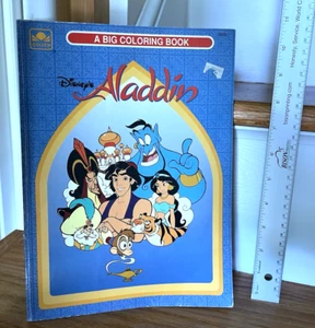 Vtg 1990s Aladdin Golden Coloring Book Walt Disney Movie Jasmine Kids Genie Used - Picture 1 of 12