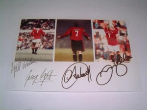 Foto reimpresa firmada del Manchester United FC George Best Eric Cantona David Beckham - Imagen 1 de 1