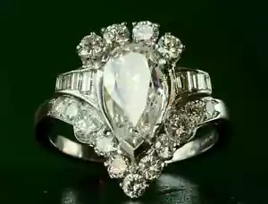 3.00Ct Pera Taglio Lab-Created Bianco Zaffiro Fidanzamento Anello 14K Oro Plated - Foto 1 di 4