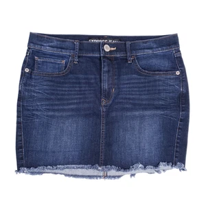 Express Denim Minirock ausgefranster Saum Größe 4 dunkle Waschung Y2K Festival Indie Chic - Bild 1 von 6